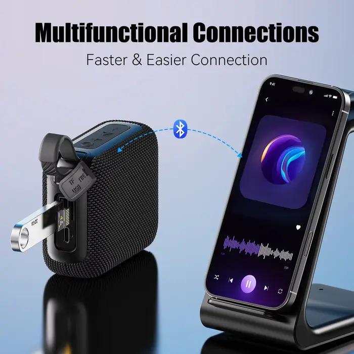 Haut-parleurs Bluetooth TWS 10W basses améliorées portables sans fil pour extérieur 30 heures étanche IP7 pour douche Bluetooth 5.3 violet