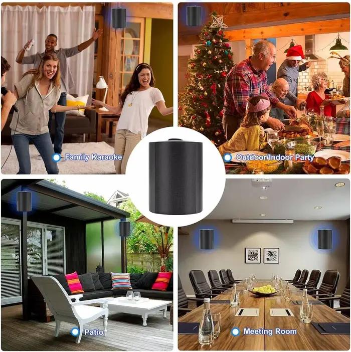 Herdio Enceinte extérieure 4 pouces 200W passive à montage mural étanche avec basses puissantes et large couverture stéréo pour patio et piscine