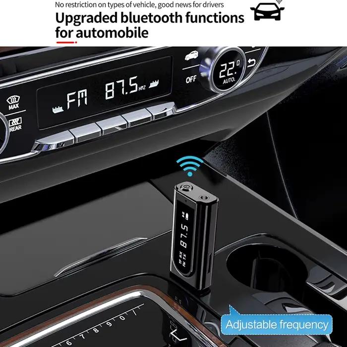 Tebe FM stéréo Bluetooth 5.0 récepteur émetteur avec TF Solt écran LCD Aux adaptateur Audio sans fil USB Dongle pour casque PC