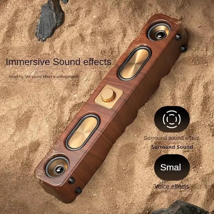 Haut-parleur Bluetooth sans fil en bois rétro