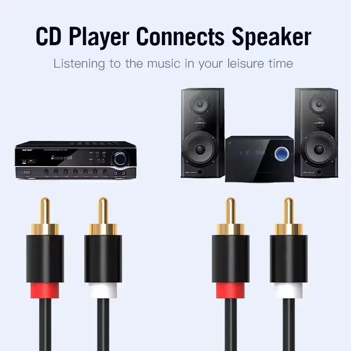 Câble audio stéréo RCA 2RCA vers 2RCA mâle-mâle