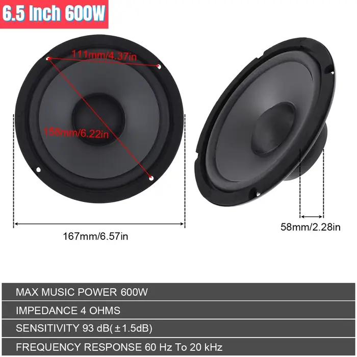 1 pièce 4/5/6.5 pouces 400W 500W 600W 2 voies voiture HiFi haut-parleur Coaxial porte de véhicule Audio musique stéréo gamme complète haut-parleurs de fréquence