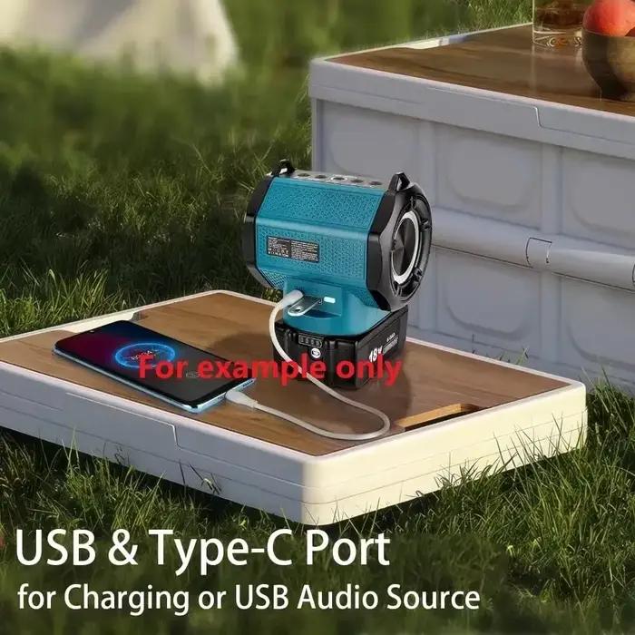 Haut-parleur Bluetooth rechargeable portable pour batteries Bosch 18V, avec charge USB, design robuste pour maison et fêtes