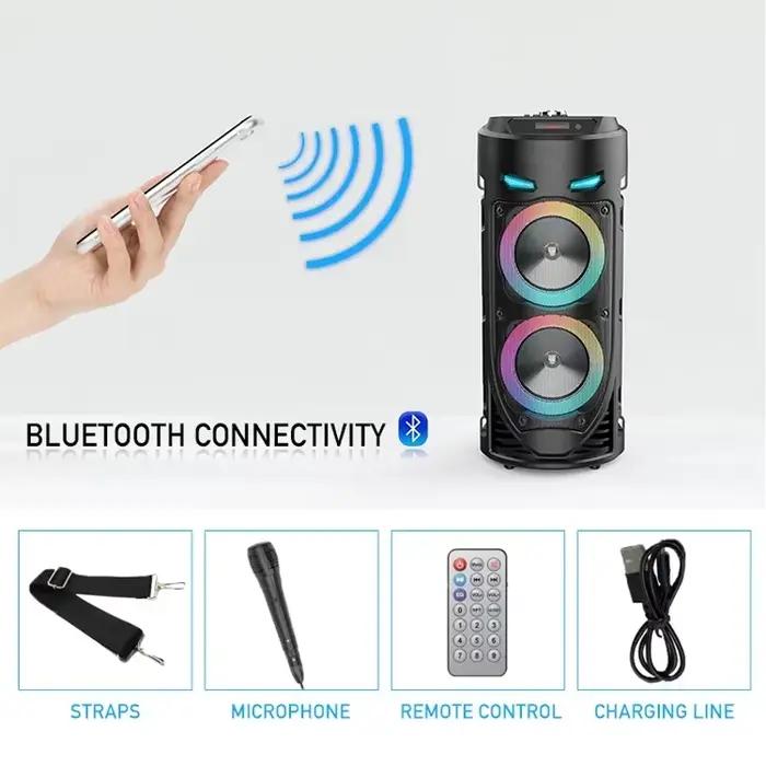 30W colonne sans fil grande puissance stéréo Portable Bluetooth haut-parleur caisson de basses basse haut-parleurs de fête avec Microphone famille karaoké USB