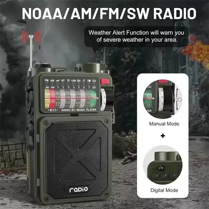 R11 Radio d'urgence multifonction BT haut-parleur extérieur AM/FM/SW/WB
