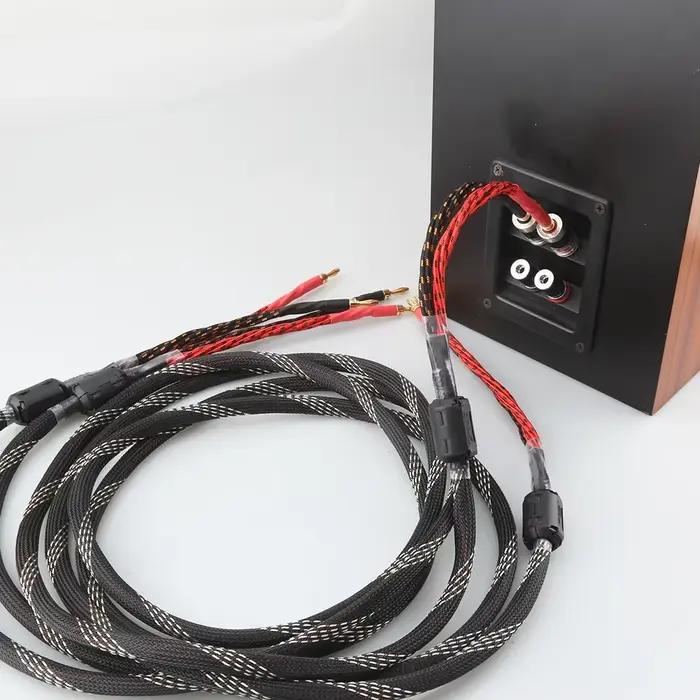 Câbles de haut-parleur Audiocrast HIFI 4N OFC avec prises bananes plaquées or pour amplificateurs et systèmes audio de qualité supérieure pour audiophiles