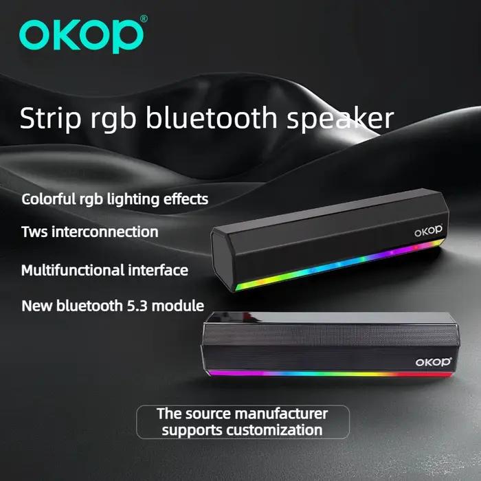 OKOP barre de son haut-parleur Bluetooth sans fil avec caisson de basses AI commande vocale rvb bande colorée système de cinéma maison