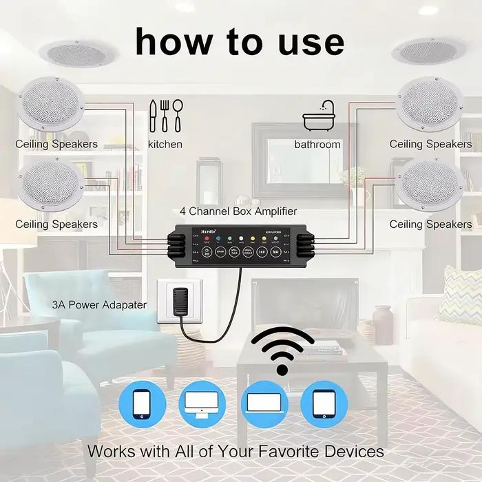 Herdio – haut-parleur de plafond Bluetooth de 4 pouces