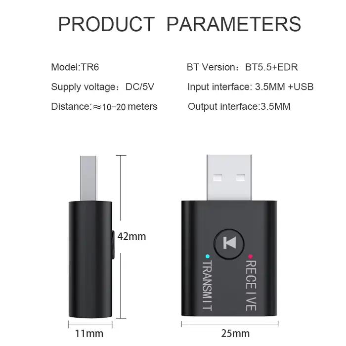 Nouvelles mises à niveau 2 en 1 Bluetooth 5.0 Transmetteur Récepteur Audio 3.5mm AUX Jack RCA USB Dongle Stéréo Adaptateur Sans Fil pour TV Kit Voiture PC Haut-Parleur Casque