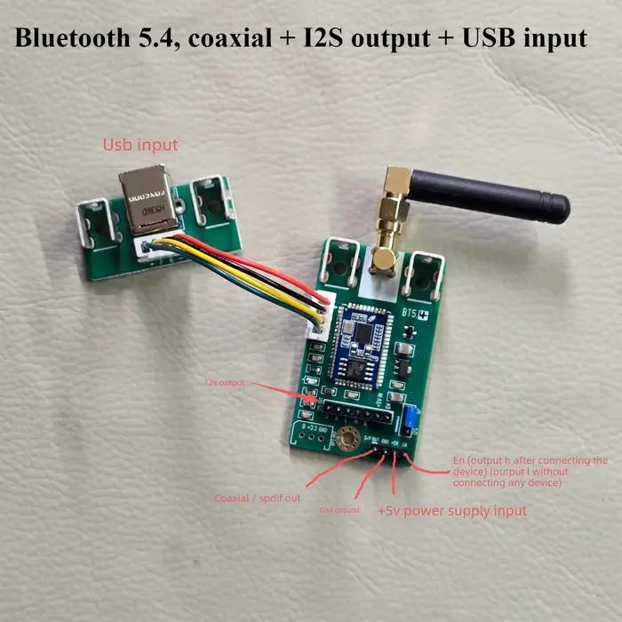 Carte de réception Bluetooth 5.3 Nvarcher avec Qualcomm QCC5171 pour audiophiles haut de gamme connectivité sans fil qualité audio haute qualité LDAC 96kHz sortie coaxiale I2S interface USB