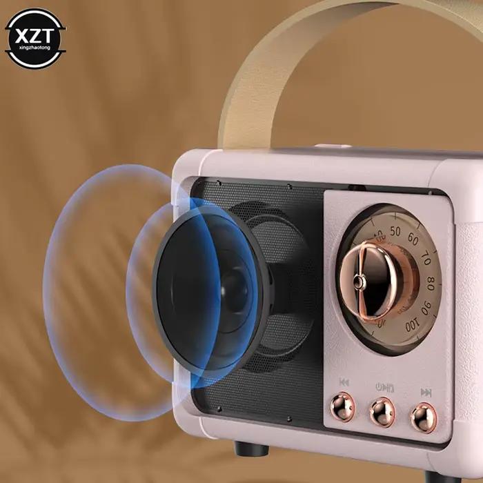 Mini haut-parleur Bluetooth rétro portable FM radio avec haut-parleurs de décoration classiques et interface USB pour musique de voyage et occasions spéciales