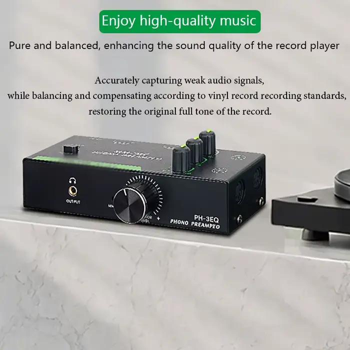 Amplificateur de platine polyvalent, amplificateur de lecteur de disques vinyle, préamplificateur à faible bruit avec contrôle de niveau pour platines MC/MM