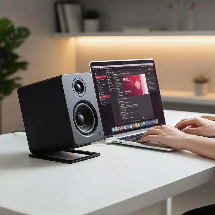 Support d'enceinte de bureau noir