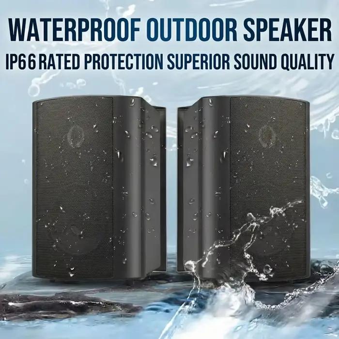Herdio Enceinte extérieure 4 pouces 200W passive à montage mural étanche avec basses puissantes et large couverture stéréo pour patio et piscine
