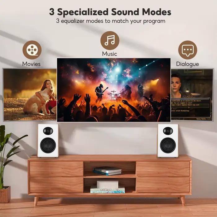 AIYIMA S600 Bluetooth bibliothèque haut-parleur actif maison Audio 40WX2 HiFi sortie caisson de basses bois blanc ARC/USB/RCA entrées 24 bits 48Khz