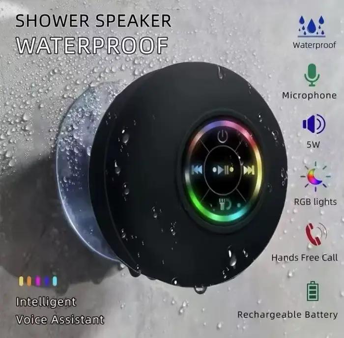 Haut-parleur Bluetooth portable étanche avec micro mains libres pour salle de bain piscine plage voiture et téléphone