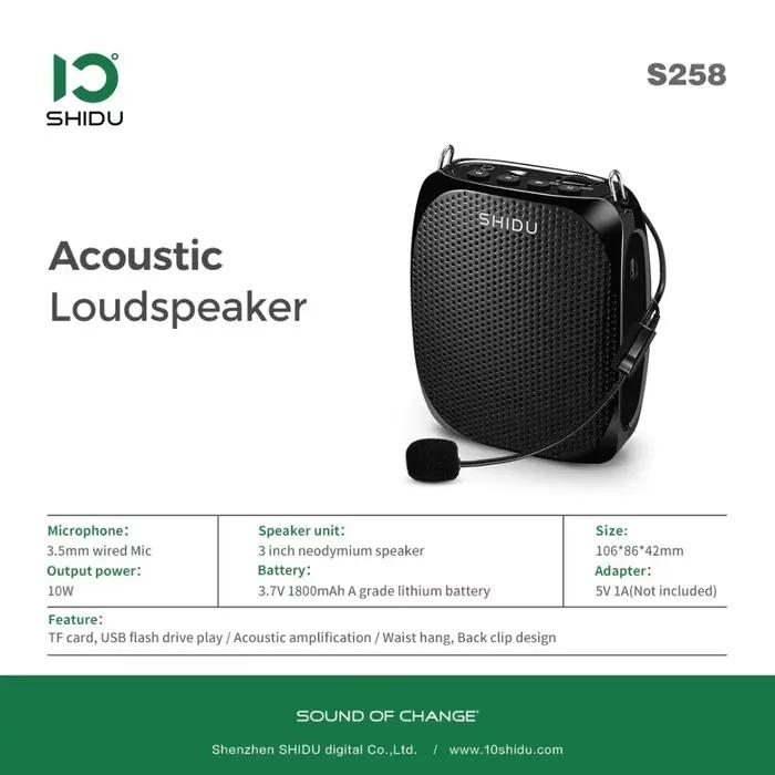 SHIDU S258 Mini Portable 10W puissance fort son haut-parleur naturel stéréo filaire Microphone