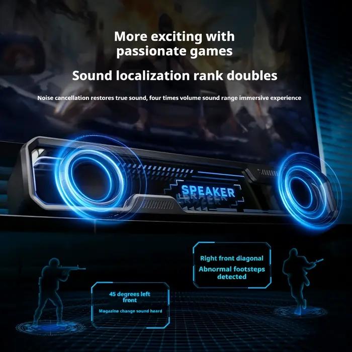 Barre de son 4D pour ordinateur avec caisson de basses et Bluetooth 5.4 pour expérience sonore immersive et polyvalente pour ordinateur portable et PC