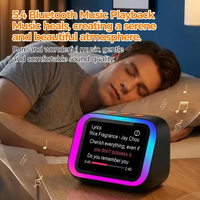 Haut-parleur Bluetooth AI 5.4 avec écran tactile HD et assistant vocal pour musique personnelle et appels mains-libres occasions familiales et amicales