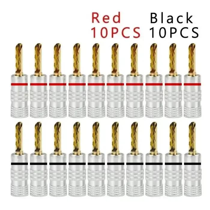 20 pièces/10 paires fiche banane 24K plaqué or cuivre BFA 4mm connecteur