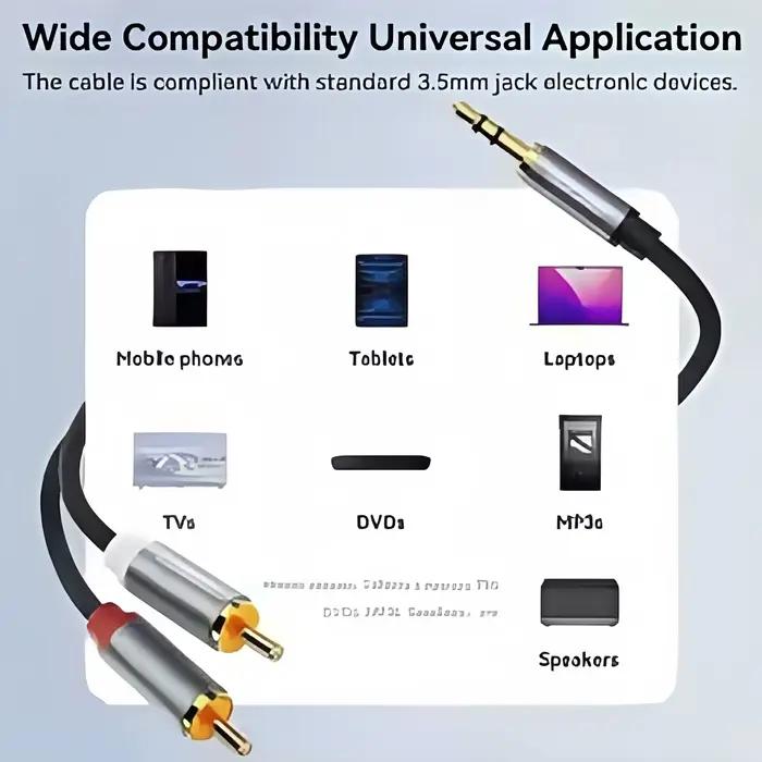 Câble audio 3, 5 mm vers 2 RCA