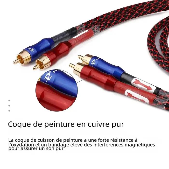 Paire stéréo HIFI YYAUDIO câble RCA haute performance Audio HiFi Premium pour haut-parleurs projecteurs lecteurs DVD microphones amplificateurs