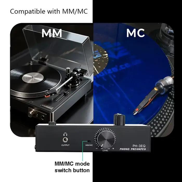 Amplificateur de platine polyvalent, amplificateur de lecteur de disques vinyle, préamplificateur à faible bruit avec contrôle de niveau pour platines MC/MM