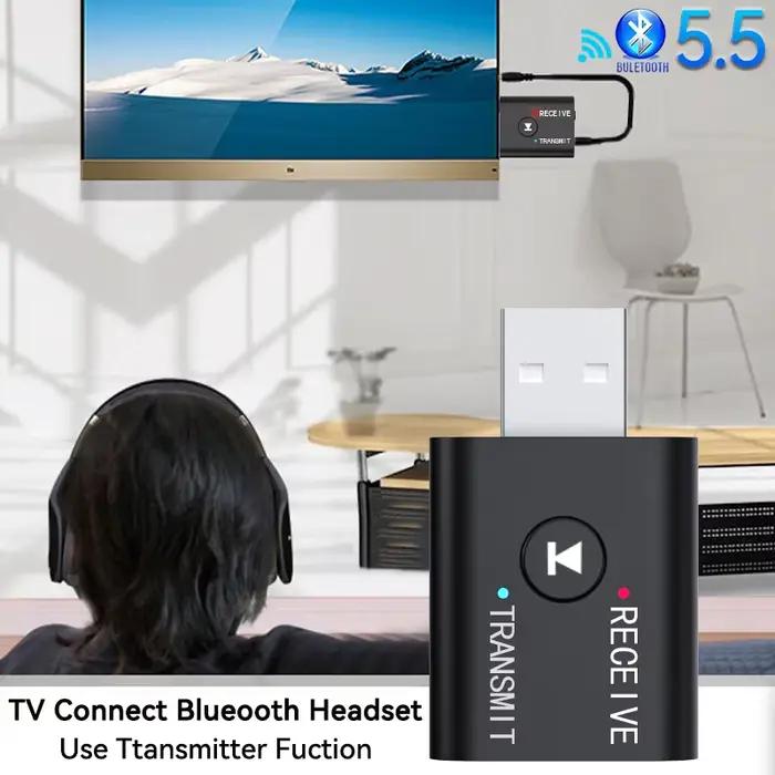 Nouvelles mises à niveau 2 en 1 Bluetooth 5.0 Transmetteur Récepteur Audio 3.5mm AUX Jack RCA USB Dongle Stéréo Adaptateur Sans Fil pour TV Kit Voiture PC Haut-Parleur Casque