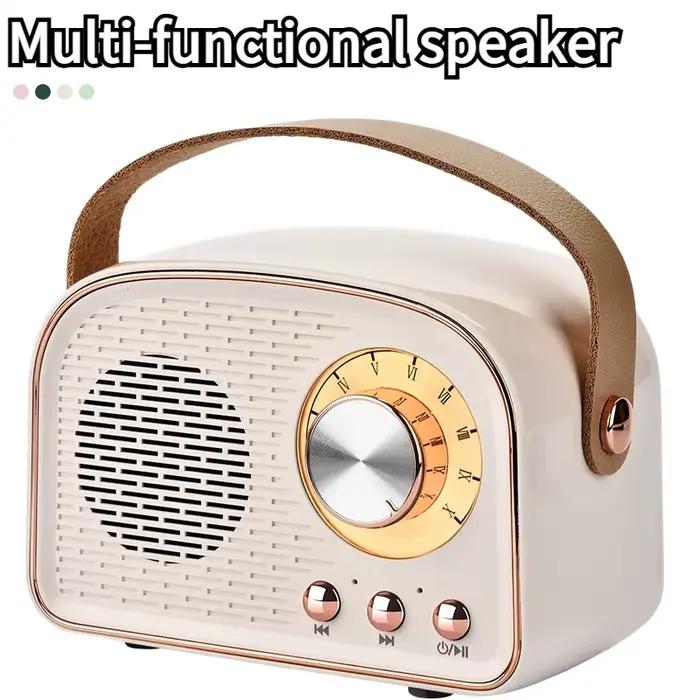 Haut-parleurs Bluetooth rétro USB AUX TF FM Radio Portable Mini Boombox basses améliorées pour Table maison extérieure Vintage Audio MP3