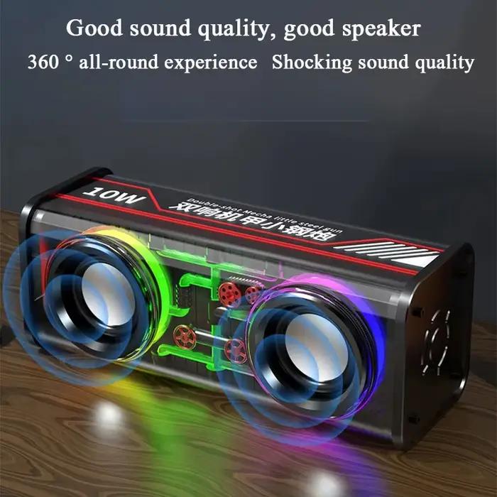 V8 Transparent Mecha Haut-parleurs Bluetooth 5.0 Sans Fil Double Basse Diaphragme Subwoofer Musique TWS RGB Lumière Mini Partie Haut Parleur