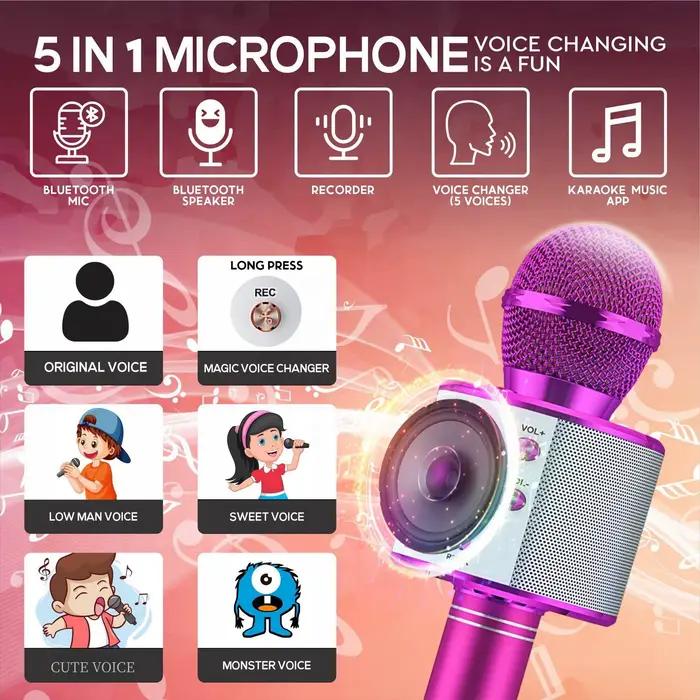 Microphone karaoké sans fil haut-parleur bluetooth pour enfants et adultes microphone à main pour fêtes et compétitions de chant