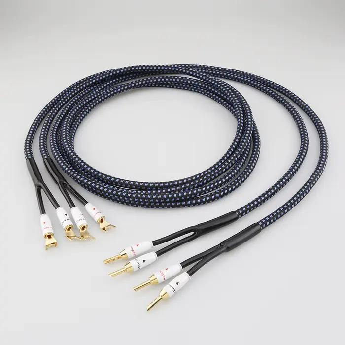 Audiocrast SP14 – câble de haut-parleur OCC plaqué argent, une paire, haut de gamme, audiophile, prise banane Y, fil de haut-parleur pour home cinéma