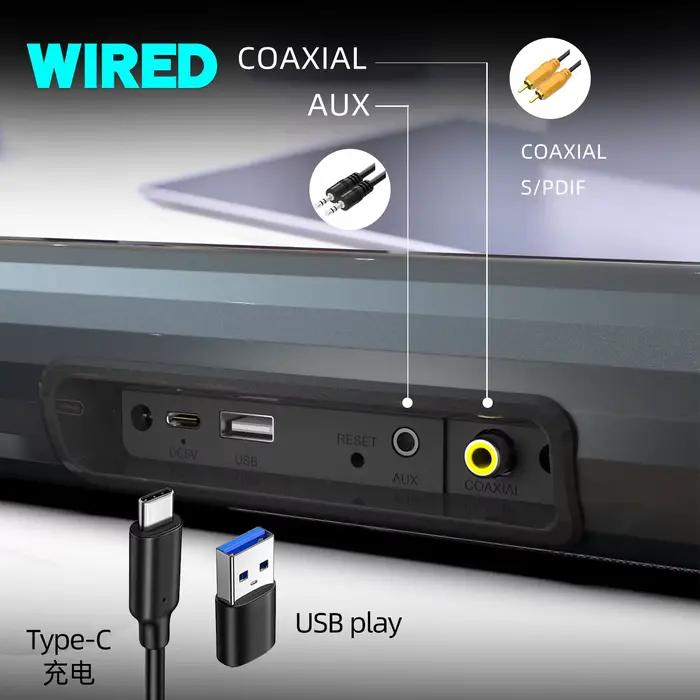 55 100W barre de son TV haut-parleurs Bluetooth sans fil Portable HomeTheater Surround Boombox Radio FM prend en charge
