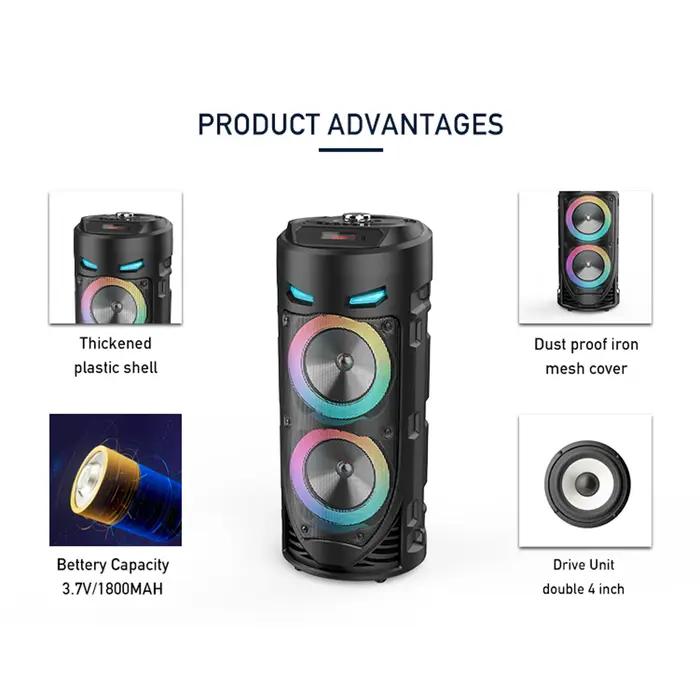 Grand haut-parleur Bluetooth Portable de danse carrée lumière LED colorée caisson de basses sans fil Boombox HiFi pour fêtes de jardin rassemblements de danse carrée soirées KTV