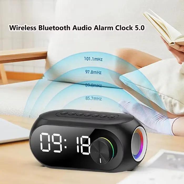 Réveil Portable Bluetooth haut-parleur Radio FM caisson De basses sans fil boîte De son musique Mini Woofers Caixa De Som Coluna lampe Bocina