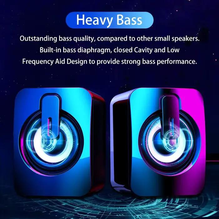 Haut-parleurs d'ordinateur boîte De son PC Microphone stéréo HIFI USB filaire Caixa De Som avec lumière LED pour ordinateur De bureau et ordinateurs portables PC