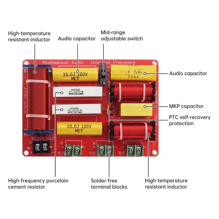 250W/700W/800W 3 voies 4 - 8Ω 3 haut-parleur HiFi haut-parleurs domestiques diviseur de fréquence Audio crépines
