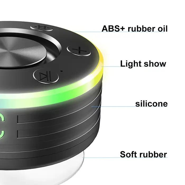 Haut-parleur de douche étanche avec ventouse/lumière RGB
