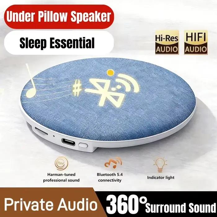 Haut-parleur Bluetooth 5.4 KEBIDUMEI à placer sous l'oreiller avec aide au sommeil par bruit blanc 360° °   Son surround, audio privé, partenaire sans déranger