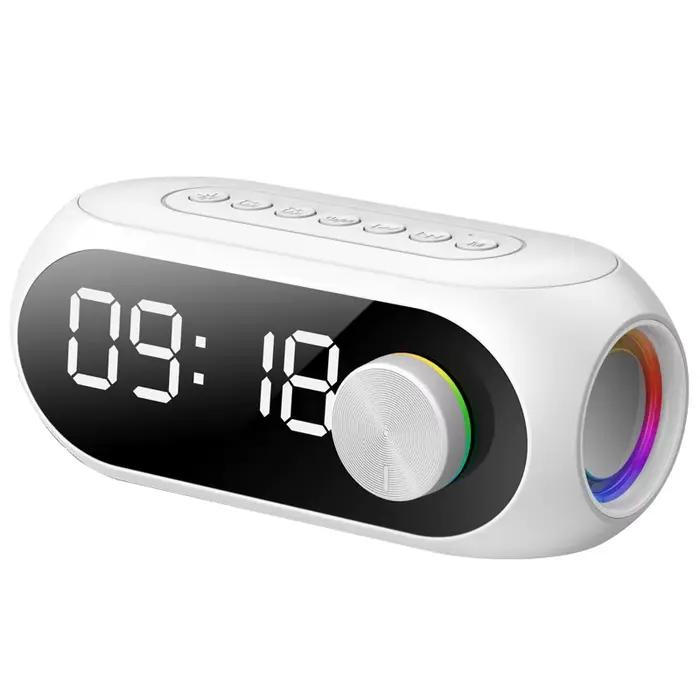 Réveil Radio FM Bluetooth haut-parleur caisson De basses Portable Caixa De Som boîte De son musique sans fil Mini Woofers Bocina lampe colonne