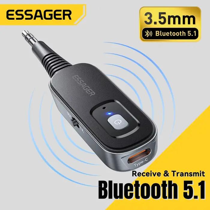 Essager 2 in1 Bluetooth 5.1 récepteur Audio émetteur 3.5MM Jack avec micro stéréo musique adaptateur sans fil pour PC TV haut-parleurs de voiture