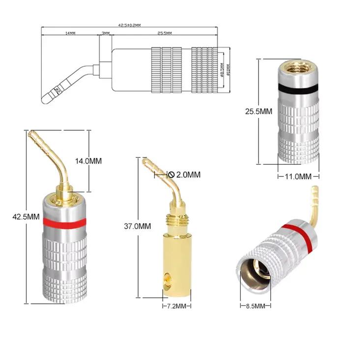 Son Musical 2/6/12/24/50 pièces 18-12AWG - connecteur de haut-parleur Audio plaqué or 24K 4mm pour fil