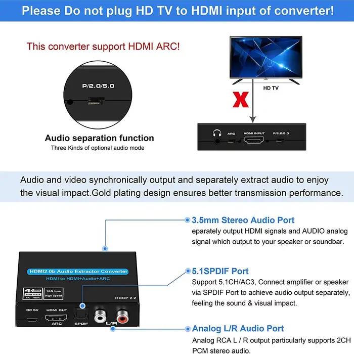 Extracteur audio HDMI ARC 4K@60Hz