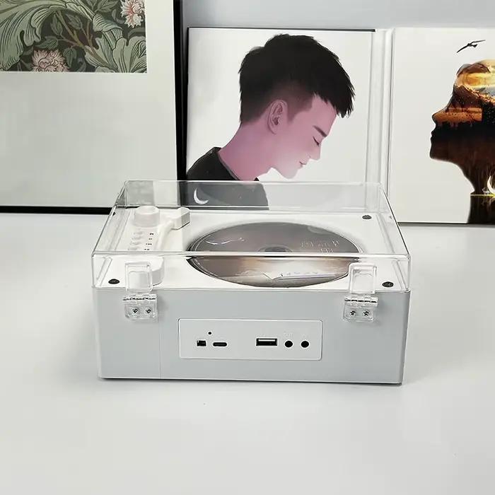 Lecteur CD en cuir Vintage Bluetooth 5.0 bidirectionnel haut-parleur intégré