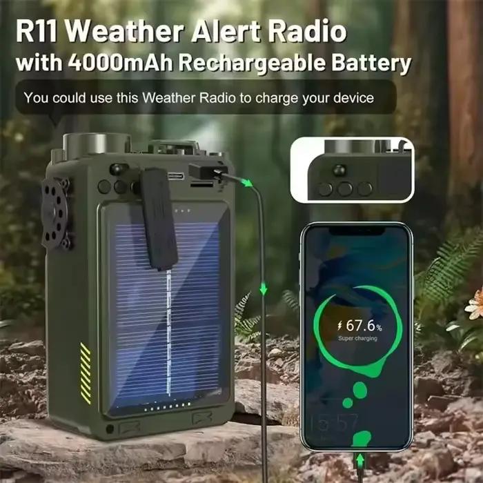 R11 Radio d'urgence multifonction BT haut-parleur extérieur AM/FM/SW/WB