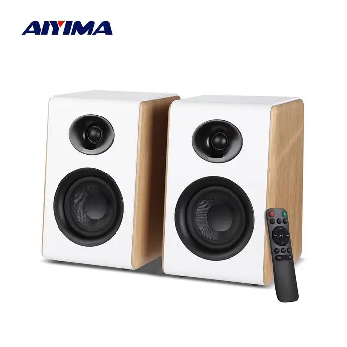 AIYIMA S600 Bluetooth bibliothèque haut-parleur actif maison Audio 40WX2 HiFi sortie caisson de basses bois blanc ARC/USB/RCA entrées 24 bits 48Khz