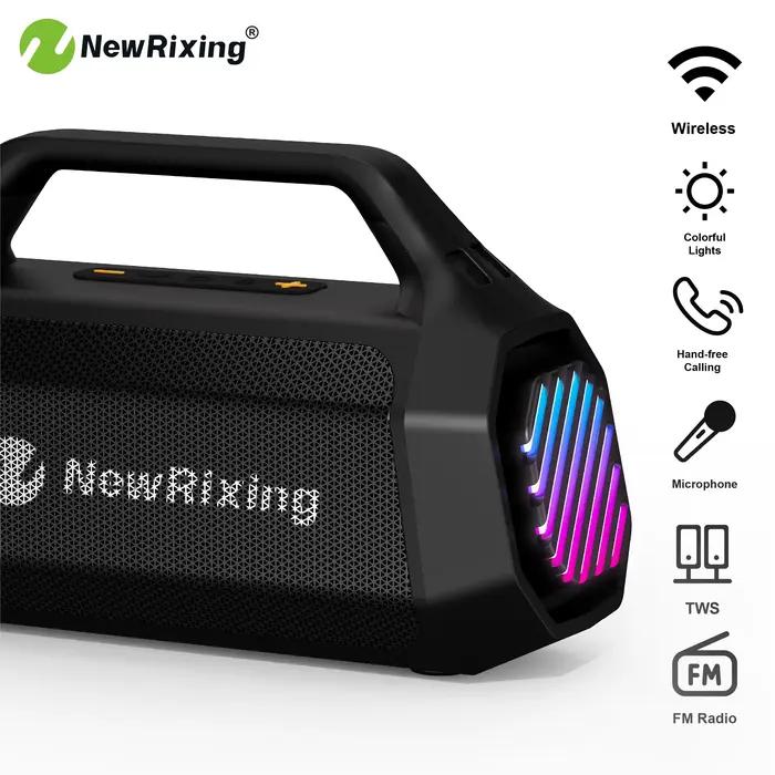 Haut-parleur sans fil 50W avec caisson de basses, connexion USB, TF, AUX, microphone intégré, technologie TWS, appel mains libres, interface microphone, lumière RVB pour soirée, fête familiale, utilisation quotidienne