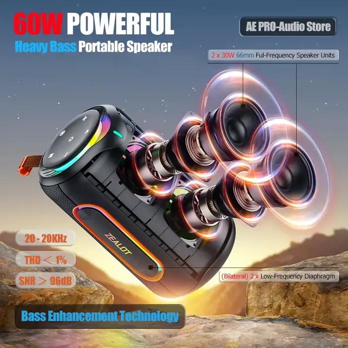 Haut-parleur Bluetooth sans fil puissant 60W