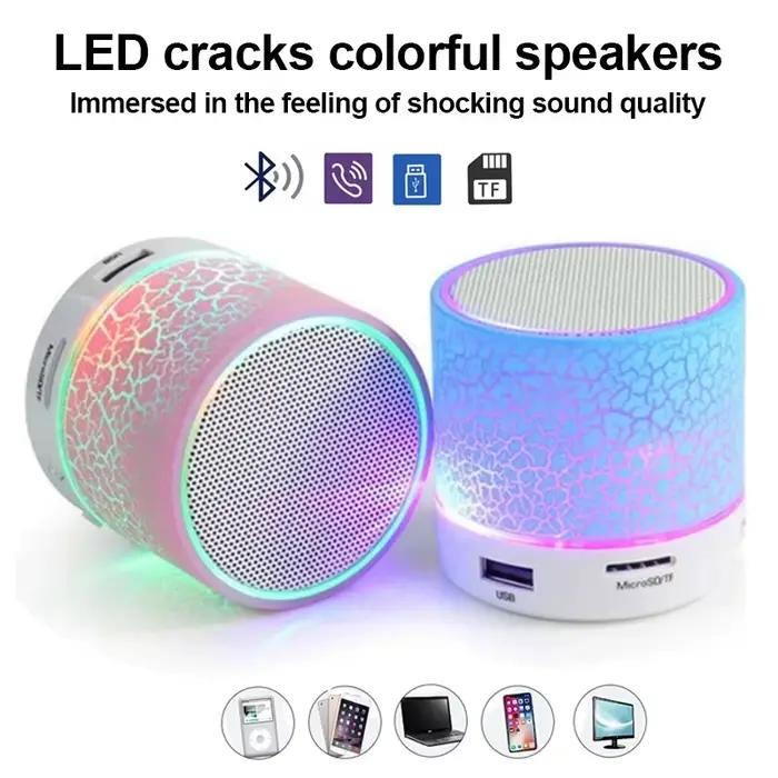 Mini haut-parleur Bluetooth avec LED colorées et compatibilité carte TF USB pour musique MP3 en déplacement pour voiture PC Smartphone