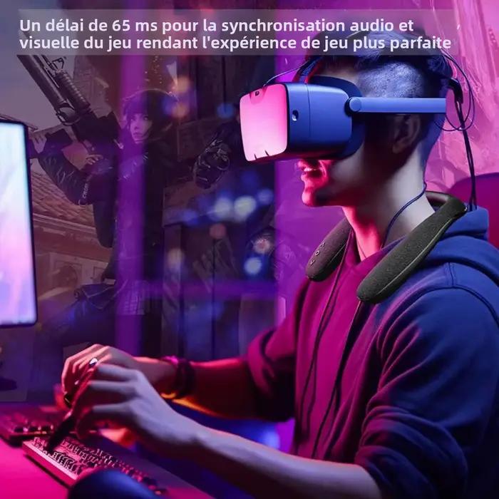 Haut-parleur sans fil tour de cou son 3D 12 heures autonomie faible latence jeu TV charge rapide Type-C haut-parleur portable pour concerts films jeux détente